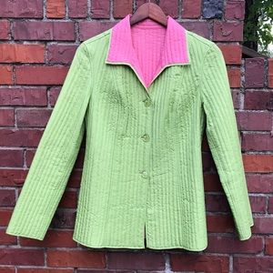 Pink & Green Reversible Lightweight Quilted Jacket